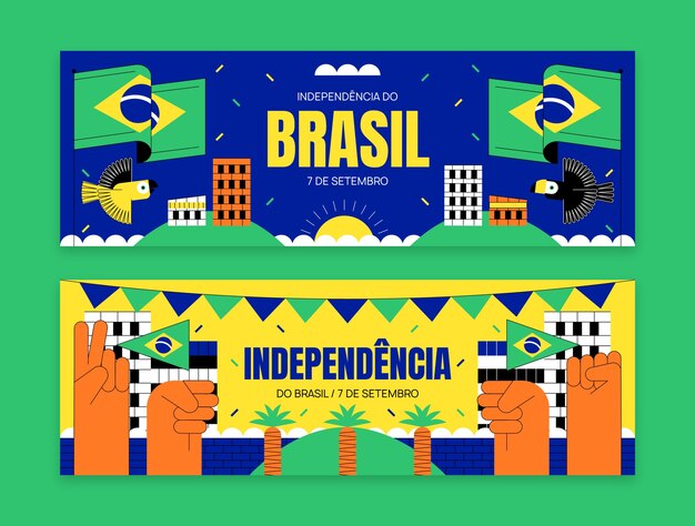 Flat horizontal banner template for brazilian independence day celebration