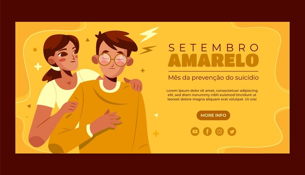 Flat horizontal banner template for brazilian suicide prevention month awareness