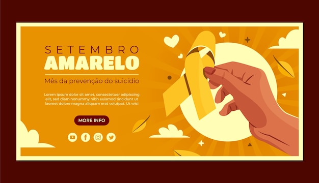 Flat horizontal banner template for brazilian suicide prevention month awareness