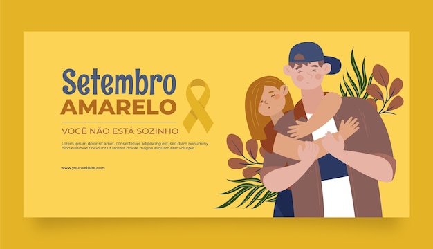 Flat horizontal banner template for brazilian suicide prevention month awareness