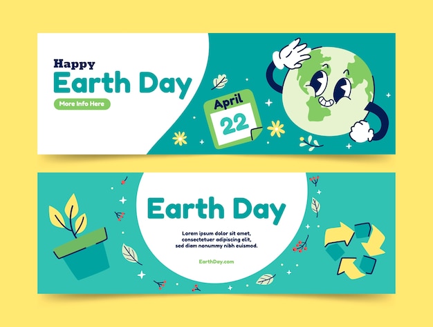 Free vector flat horizontal banner template for earth day celebration