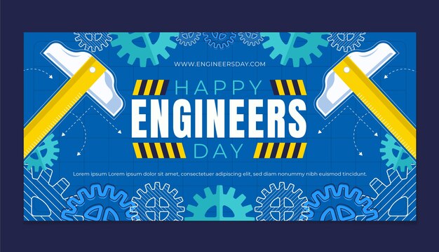 Free vector flat horizontal banner template for engineers day celebration