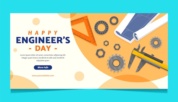 Free vector flat horizontal banner template for engineers day celebration