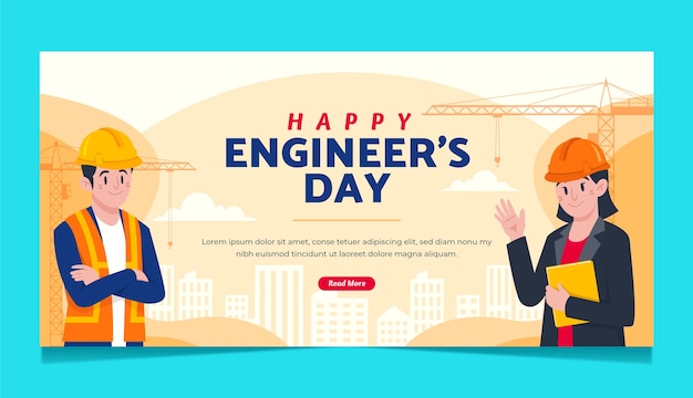 Flat horizontal banner template for engineers day celebration