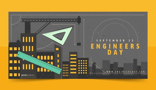 Free vector flat horizontal banner template for engineers day celebration