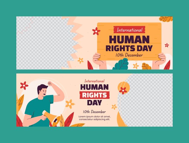 Flat horizontal banner template for human rights day