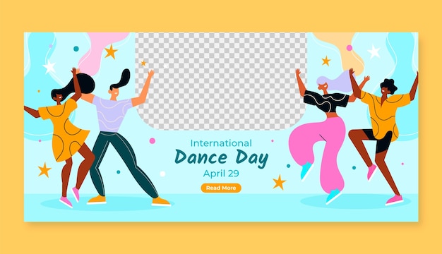 Free Vector flat horizontal banner template for international dance day celebration