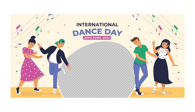 Flat horizontal banner template for international dance day celebration