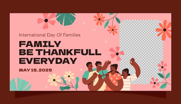 Free Vector flat horizontal banner template for international day of families