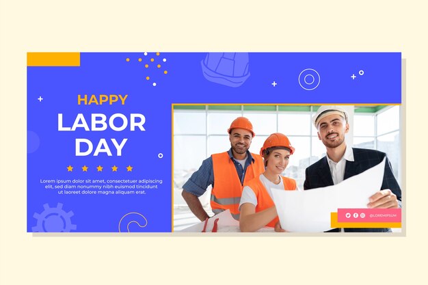 Flat horizontal banner template for labor day celebration