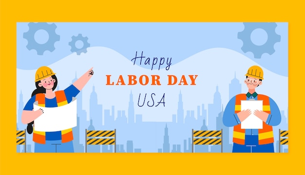 Flat horizontal banner template for labor day celebration