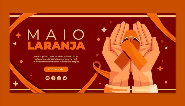 Flat horizontal banner template for maio laranja awareness