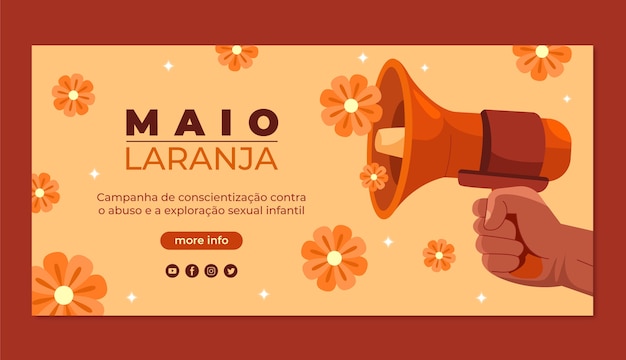 Flat horizontal banner template for maio laranja awareness