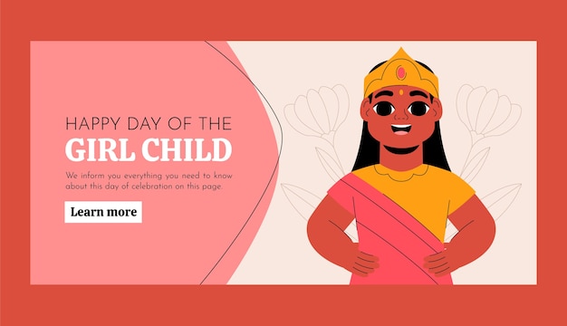 Free Vector flat horizontal banner template for national girl child day celebration