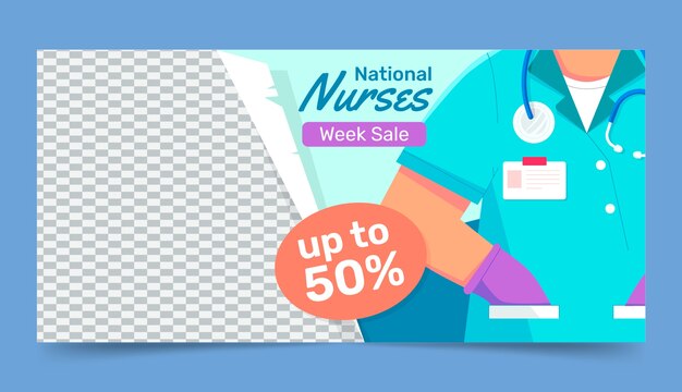 Free Vector flat horizontal banner template for national nurses week