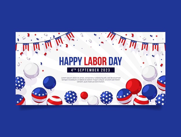 Flat horizontal banner template for us labor day celebration