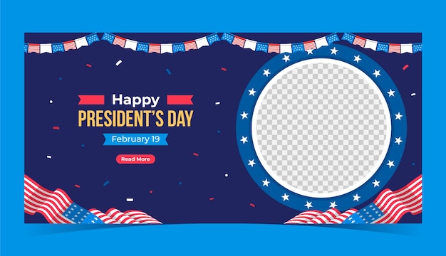 Flat horizontal banner template for usa presidents day holiday