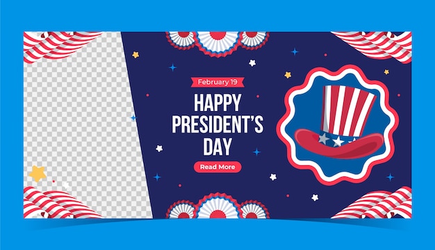 Flat horizontal banner template for usa presidents day holiday