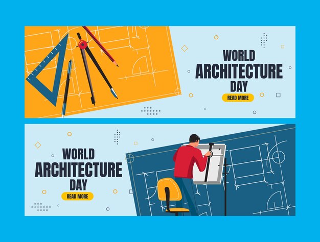 Flat horizontal banner template for world architecture day