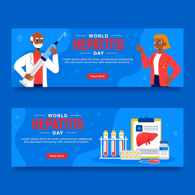 Free Vector flat horizontal banner template for world hepatitis day awareness