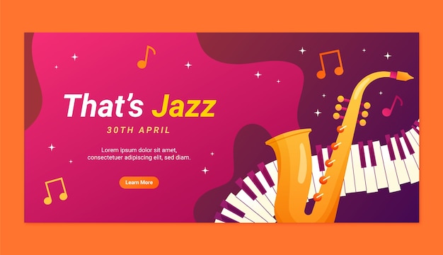 Flat horizontal banner template for world jazz day music celebration