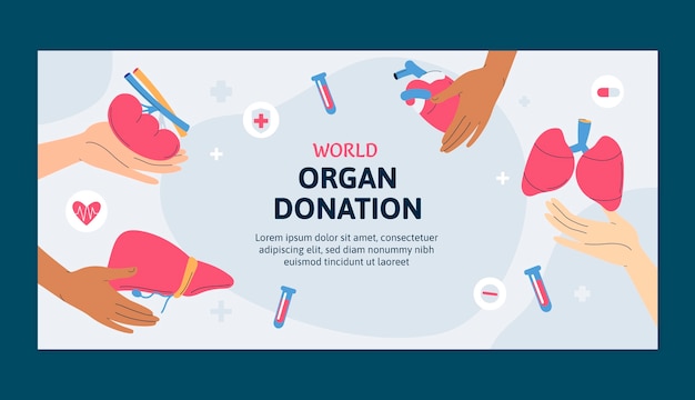 Flat horizontal banner template for world organ donation day