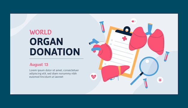 Flat horizontal banner template for world organ donation day