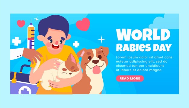 Flat horizontal banner template for world rabies day