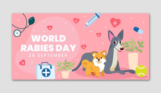 Flat horizontal banner template for world rabies day