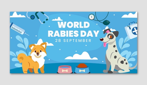 Flat horizontal banner template for world rabies day