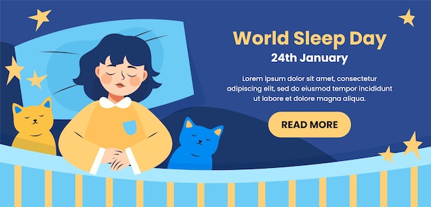 Flat horizontal banner template for world sleep day