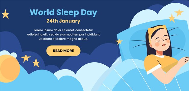 Flat horizontal banner template for world sleep day