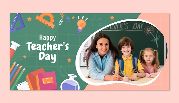 Free vector flat horizontal banner template for world teacher's day