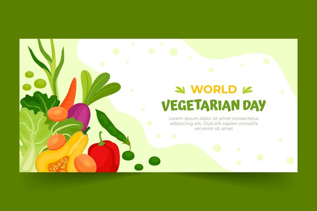 Flat horizontal banner template for world vegetarian day