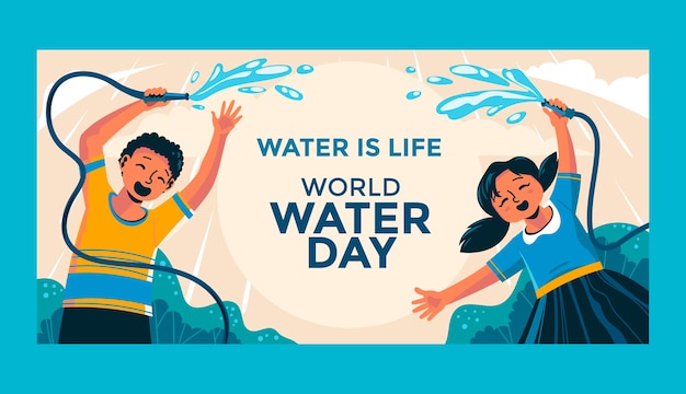 Free Vector flat horizontal banner template for world water day awareness