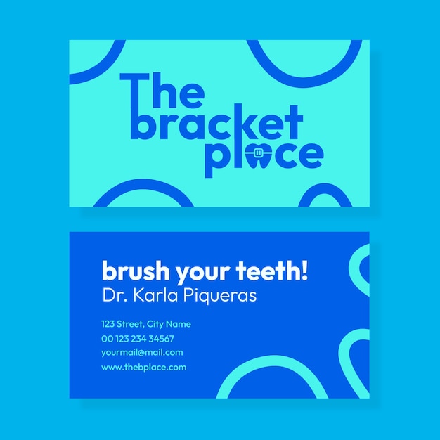 Free vector flat horizontal business card template for dental clinic business