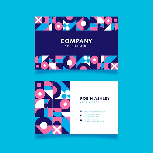 Flat horizontal mosaic business card template