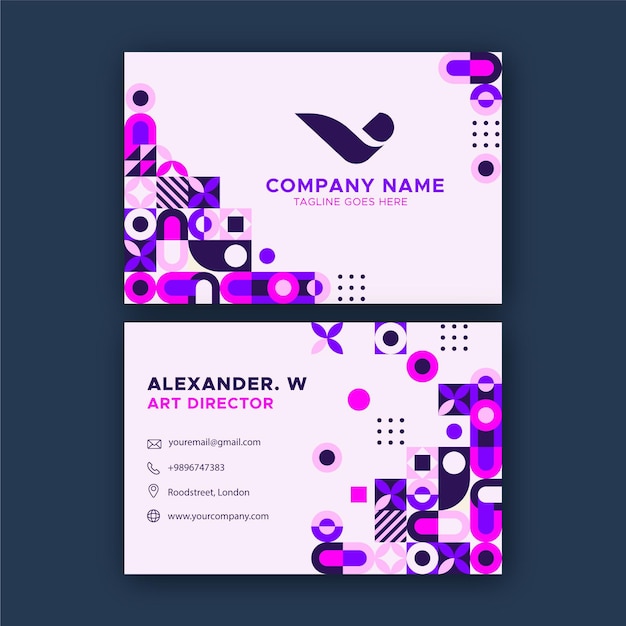 Flat horizontal mosaic business card template