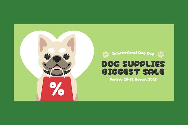 Free Vector flat horizontal sale banner template for international dog day celebration