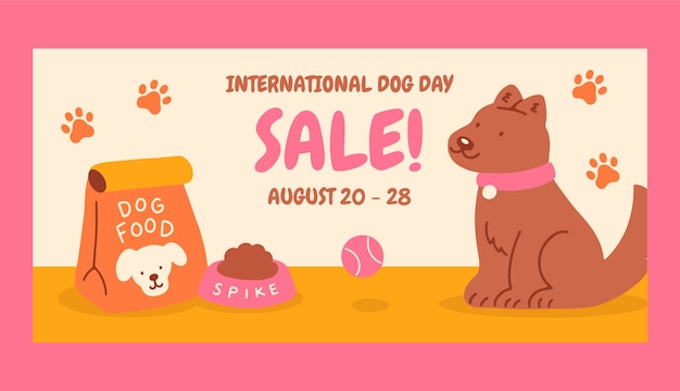 Free Vector flat horizontal sale banner template for international dog day celebration