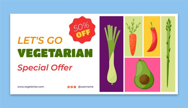 Flat horizontal sale banner template for world vegetarian day