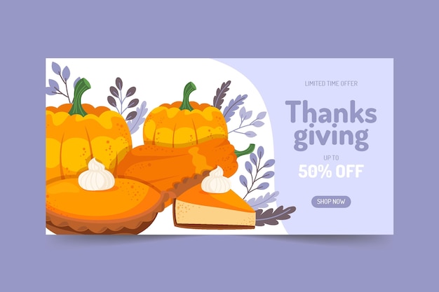 Free Vector flat  horizontal thanksgiving sale banner