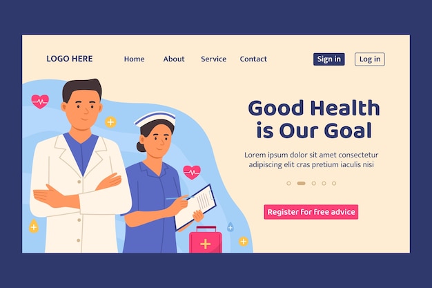 Free Vector flat hospital landing page template