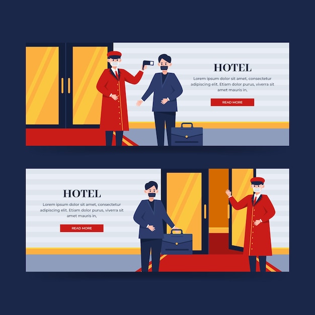 Free Vector flat hotel banner template illustrated