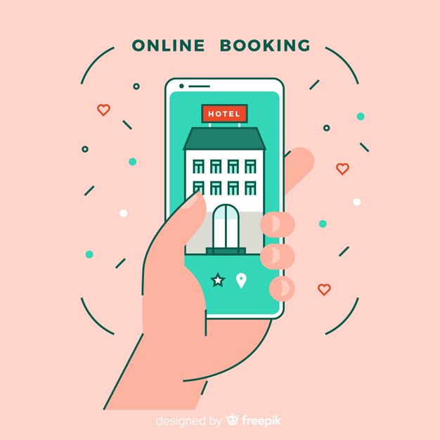 Flat hotel booking application background