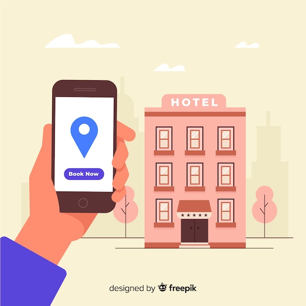 Flat hotel booking application background