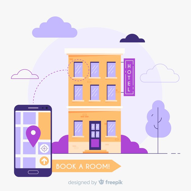 Flat hotel booking application background