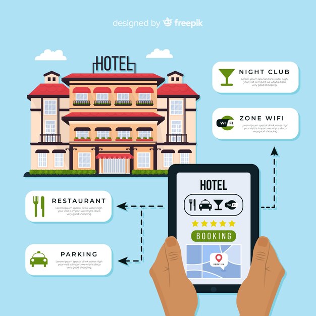 Flat hotel booking application background