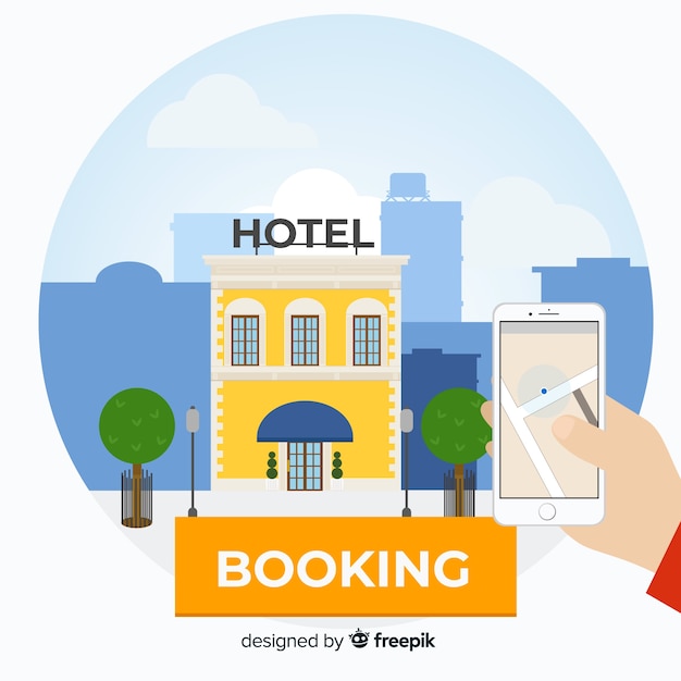 Free Vector flat hotel booking background