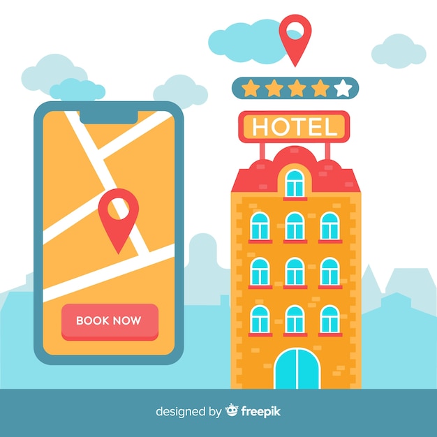 Free vector flat hotel booking concept background